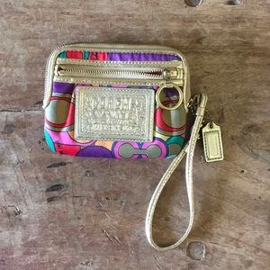 Coach Poppy multicolor and gold wallet/wristlet